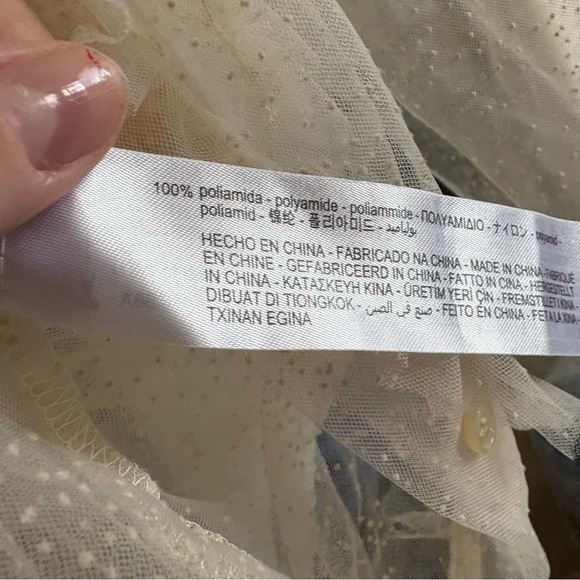 Zara Cream Sheer Ruffle Blouse - Picture 6 of 8